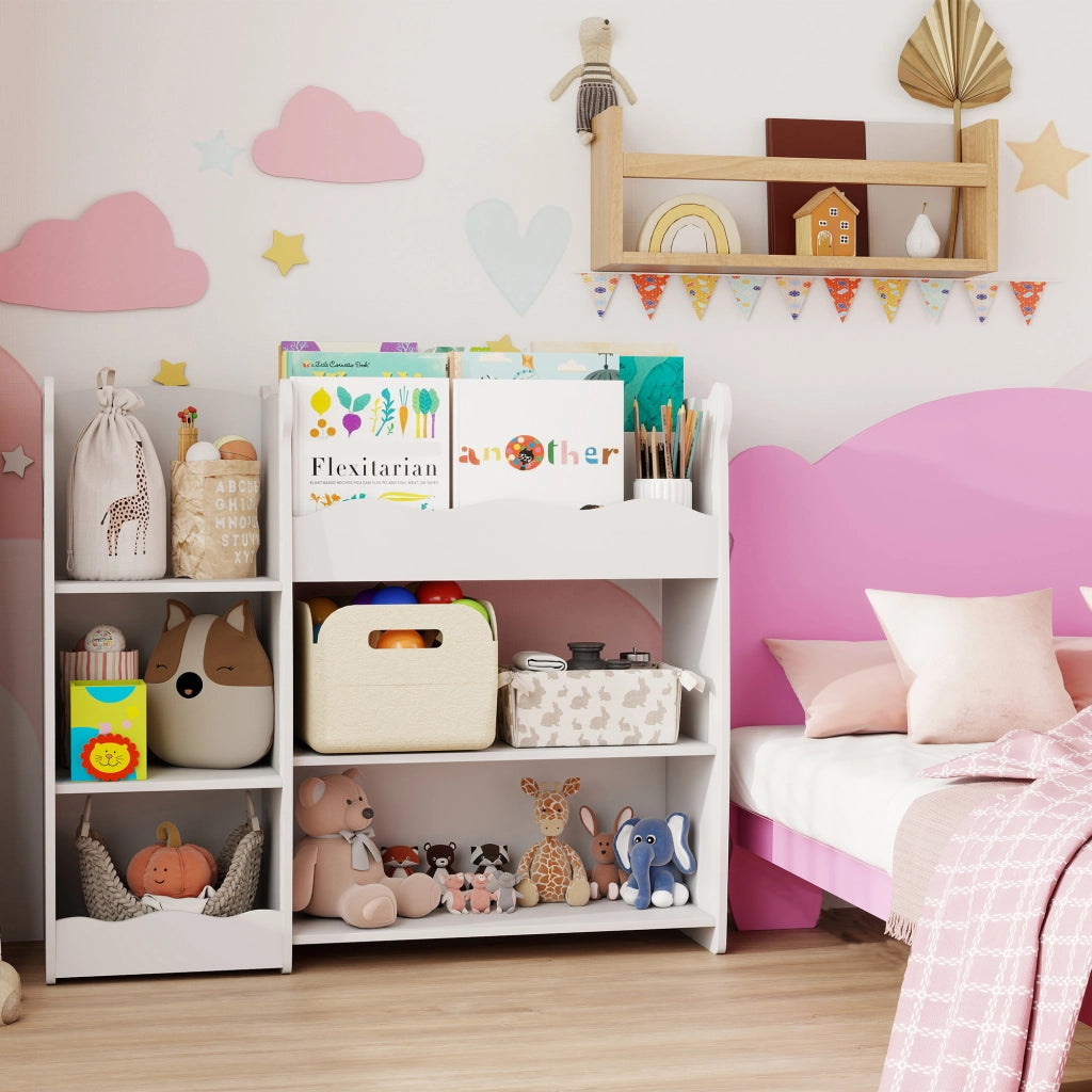 Libreria Bambini Scaffale Giocattoli ¨C Xylo ¨C Bianco Legno Ripiani Aperti Orsetto