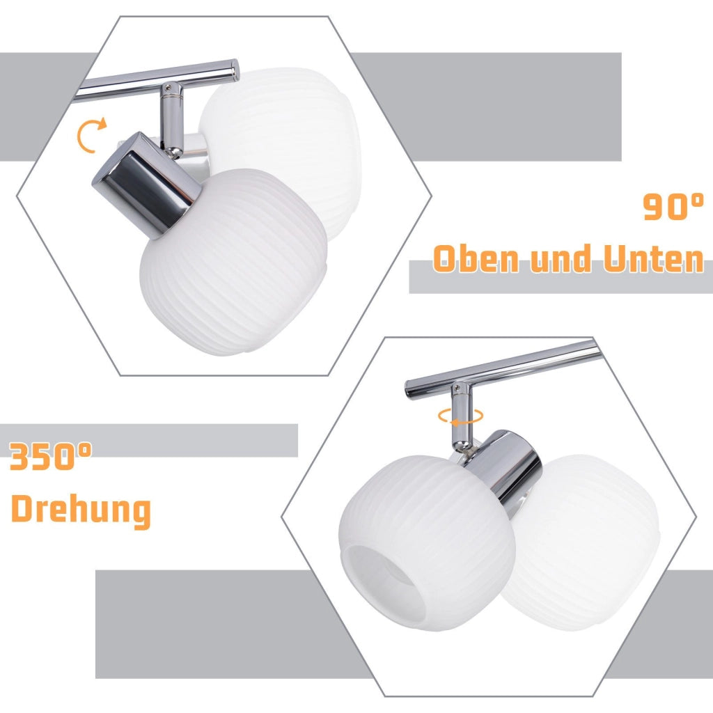 ZMH Faretto da soffitto 6 luci E14 vetro bianco moderni per soggiorno