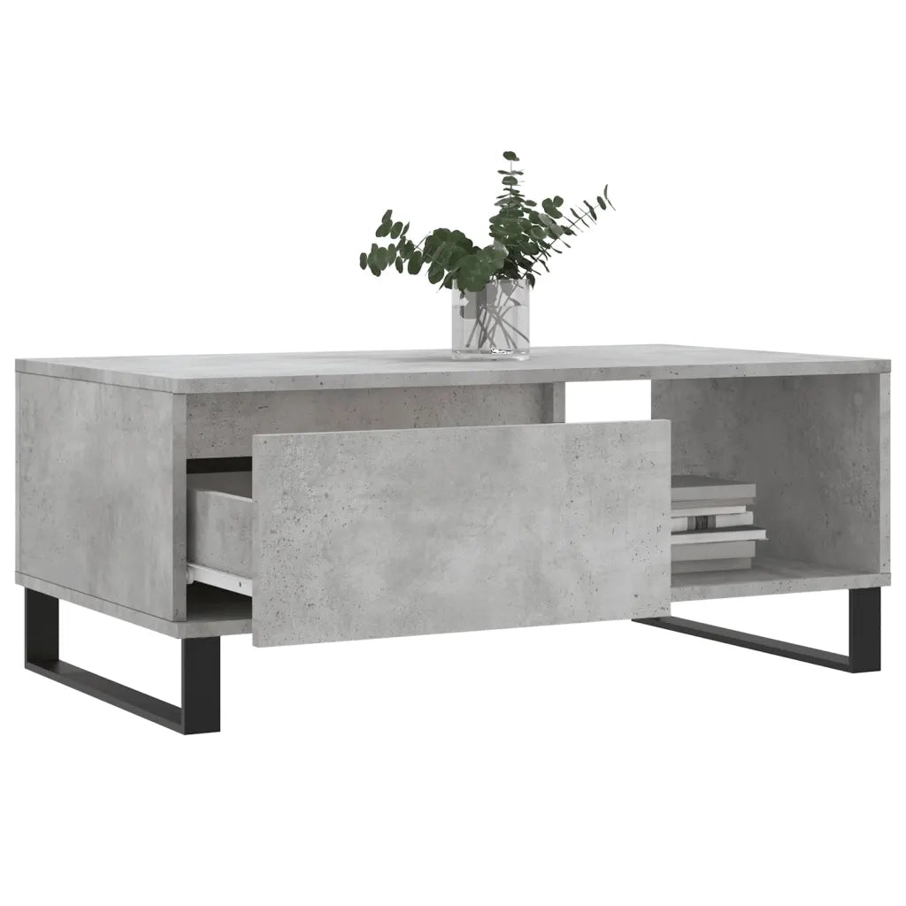 Tavolino Salotto Grigio Cemento 90x50x36,5 cm Legno Multistrato 830576