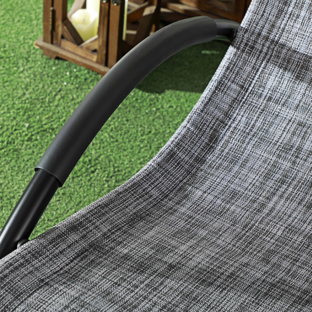 Sedia Sdraio a Dondolo Zero-Gravity da Esterno Impermeabile 155x61x88 cm con Poggiatesta Grigio