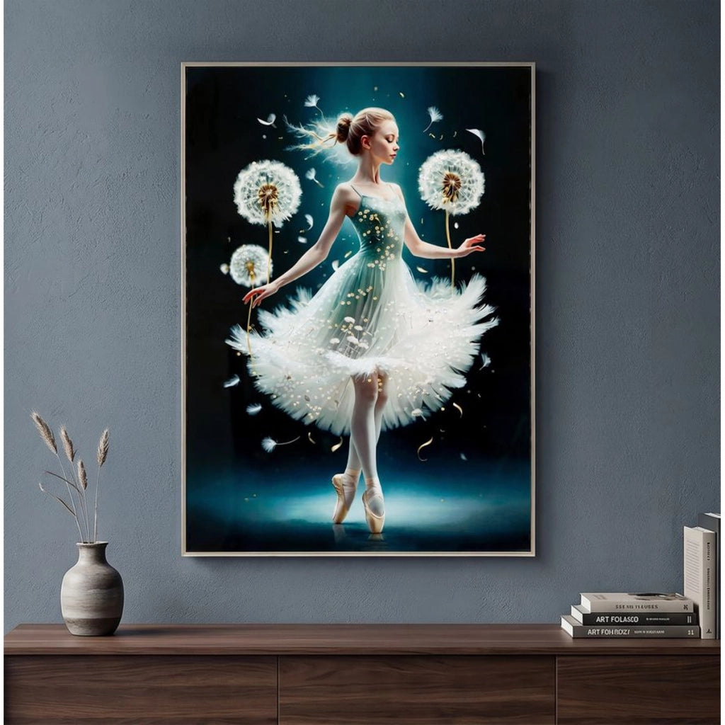 Dipinto su tela Dancing A ballerina con tarassachi, 72x102 cm