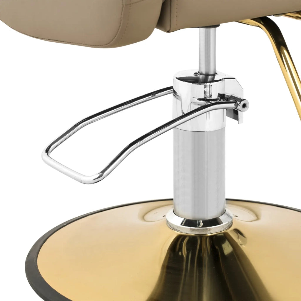 Poltrona professionale da parrucchiere con poggiapiedi 65 cm 180 kg acciaio inox PU beige 14_0008973