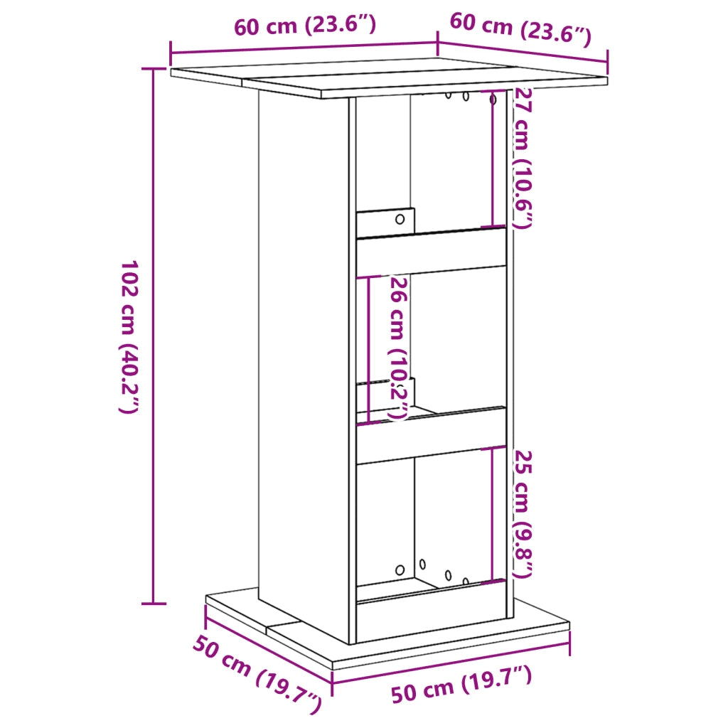 Tavolo Bar Portaoggetti Rovere Sonoma 60x60x102 cm Multistrato