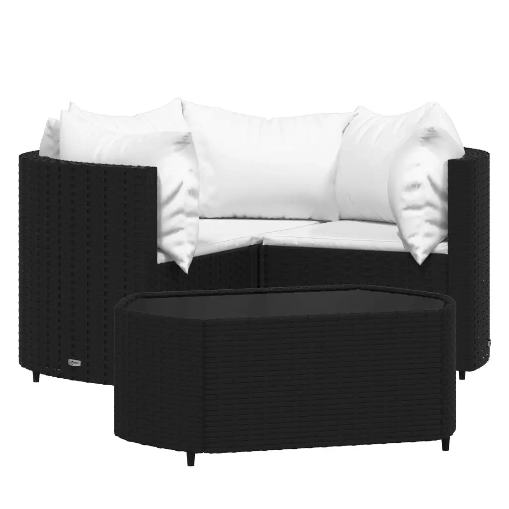 Set Divani da Giardino 4 pz con Cuscini Nero in Polyrattan 319744
