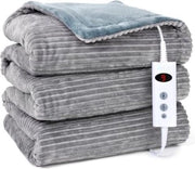 Bovendeken elettrico un posto - Bovendeken elettrico un posto - Bovendeken elettrico con cuscino - Bovendeken elettrico in fleece - 180x130cm - Grigio