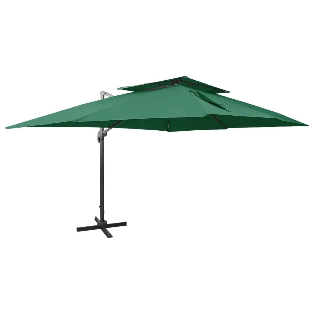Ombrellone a Sbalzo con Doppia Copertura 400x300 cm Verde cod mxl 18196
