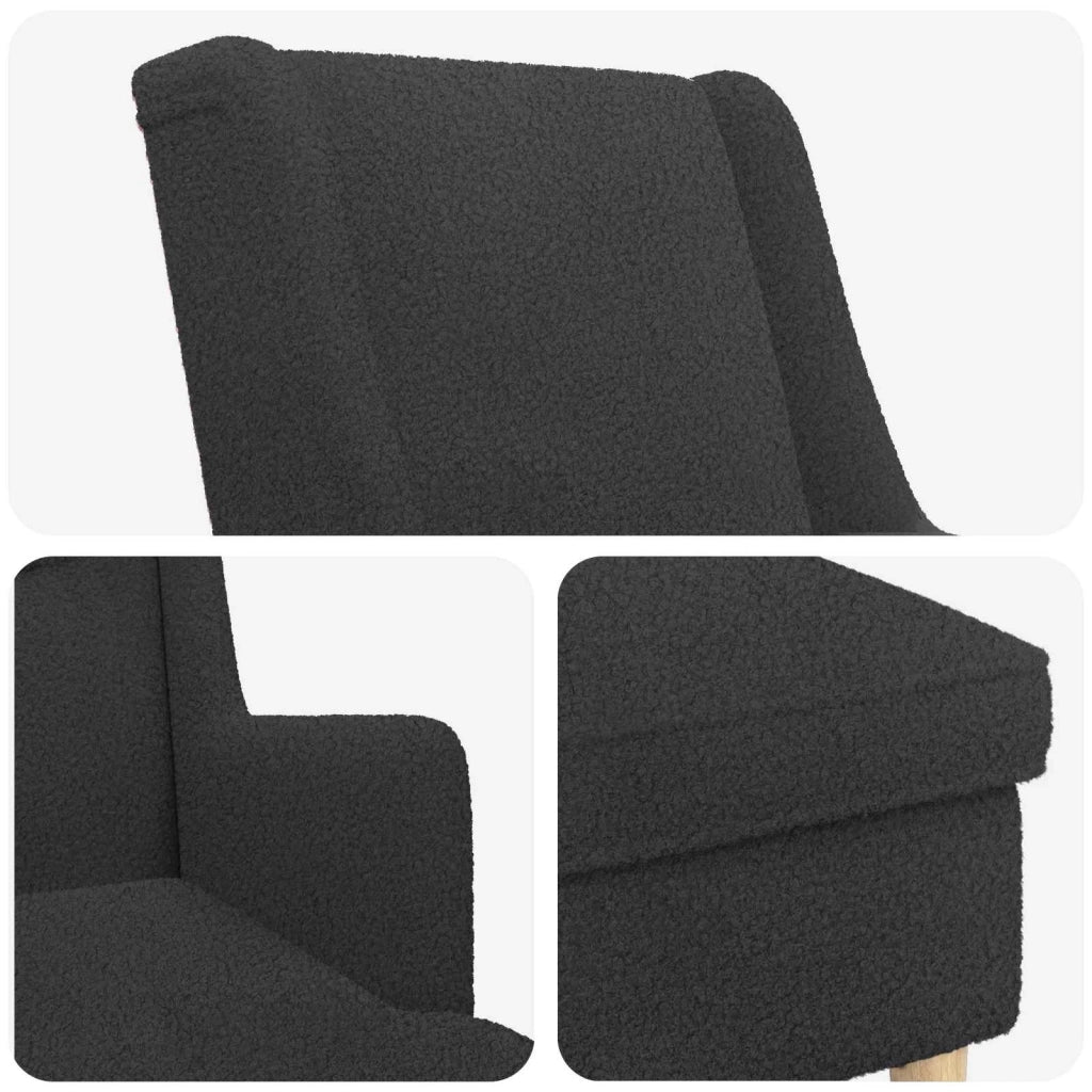 Poltrona con Ottomano 2 pz Grigio Scuro Bouclé 3418840