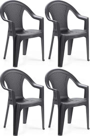 SET 4 SEDIE DA GIARDINO KORA IN POLIPROPILENE COLORE ANTRACITE 55 X 54 X 82 CM