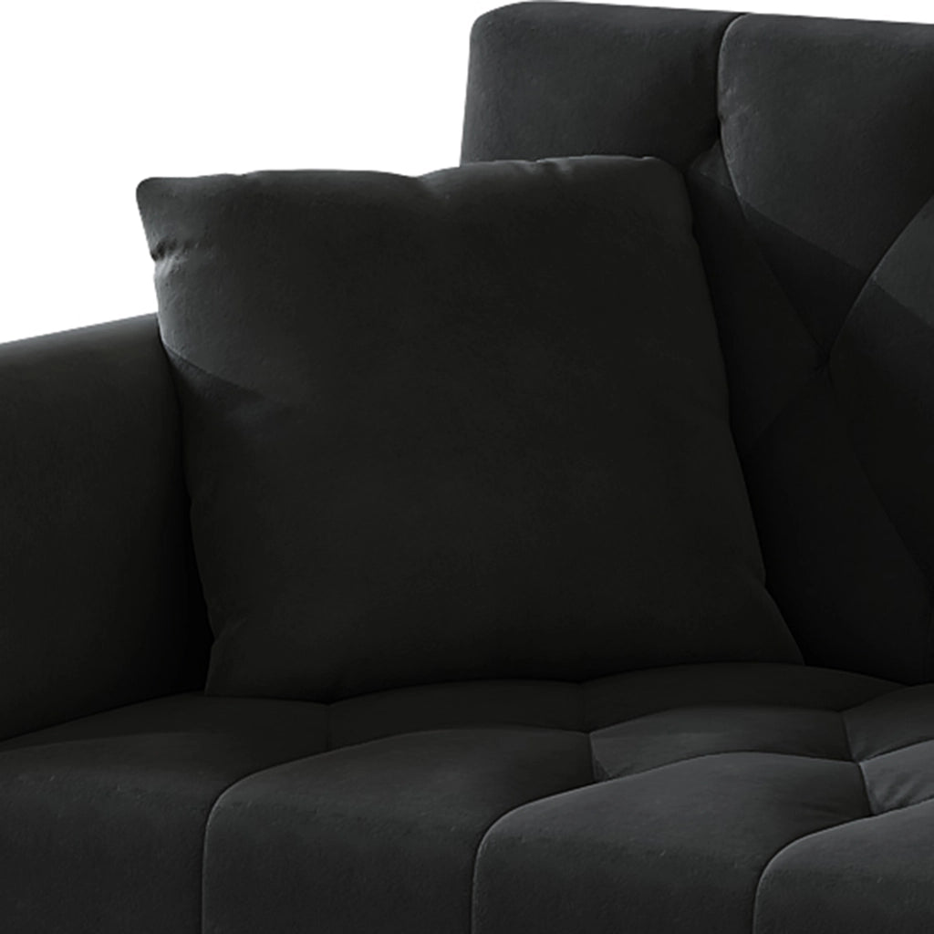 DIVANO LETTO Reclinabile 175x80x73,5 cm Velluto Nero