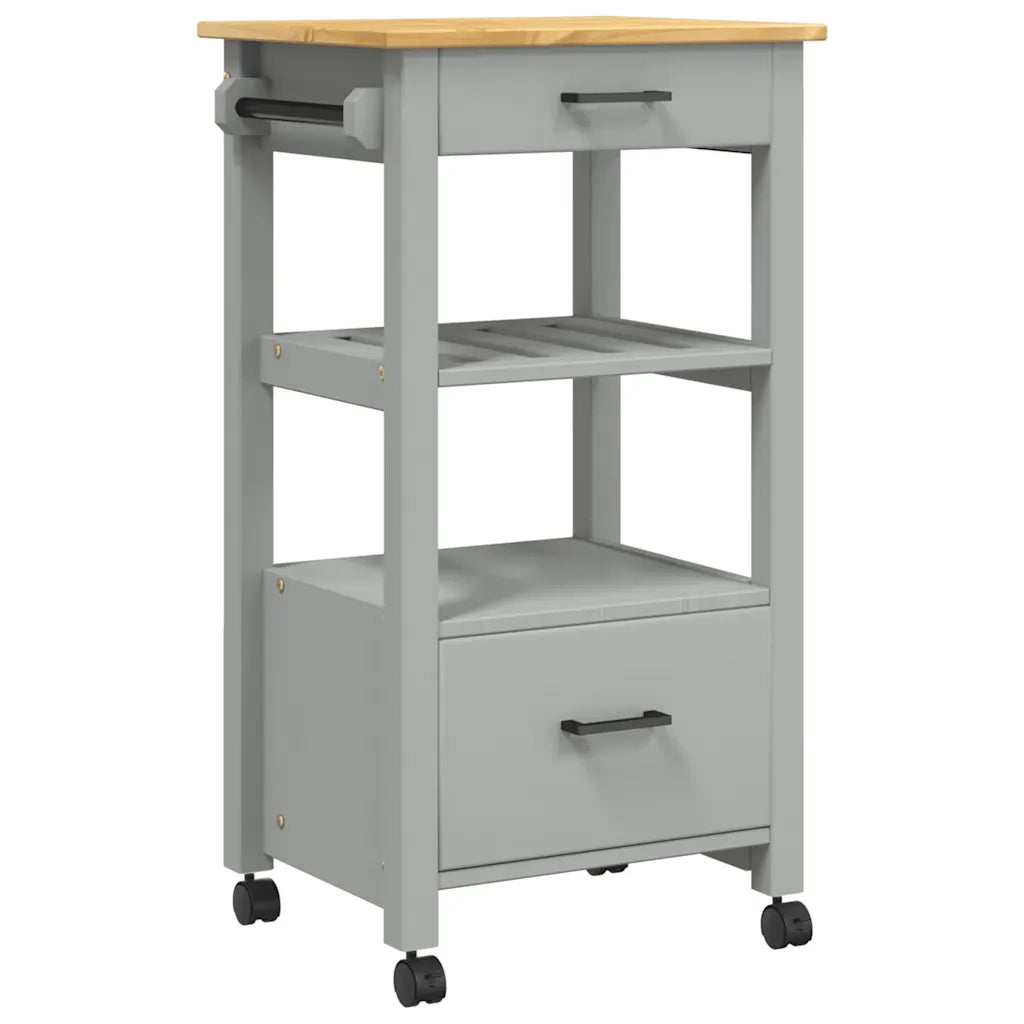 Carrello da Cucina MONZA 48x40x88,5 cm in Legno Massello di Pino 376083