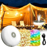 Illuminazione per tenda Lampada da campeggio portatile - lampada per tenda - catena di luce per campeggio - 10 m - catena di luce USB - portatile - lampada da campeggio mini - filo di luce LED