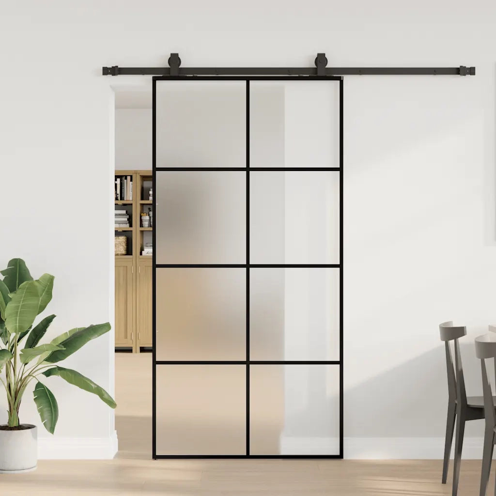 Porta Scorrevole con Ferramenta Nera 102,5x205 cm in Vetro ESG 3375867
