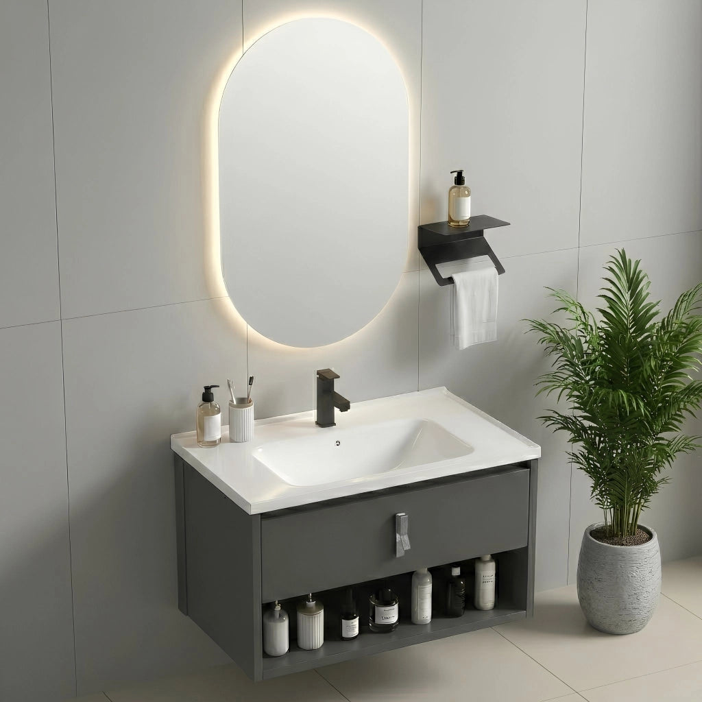 Set Di Mobili Da Bagno Con Lavabo River 60cm Grey
