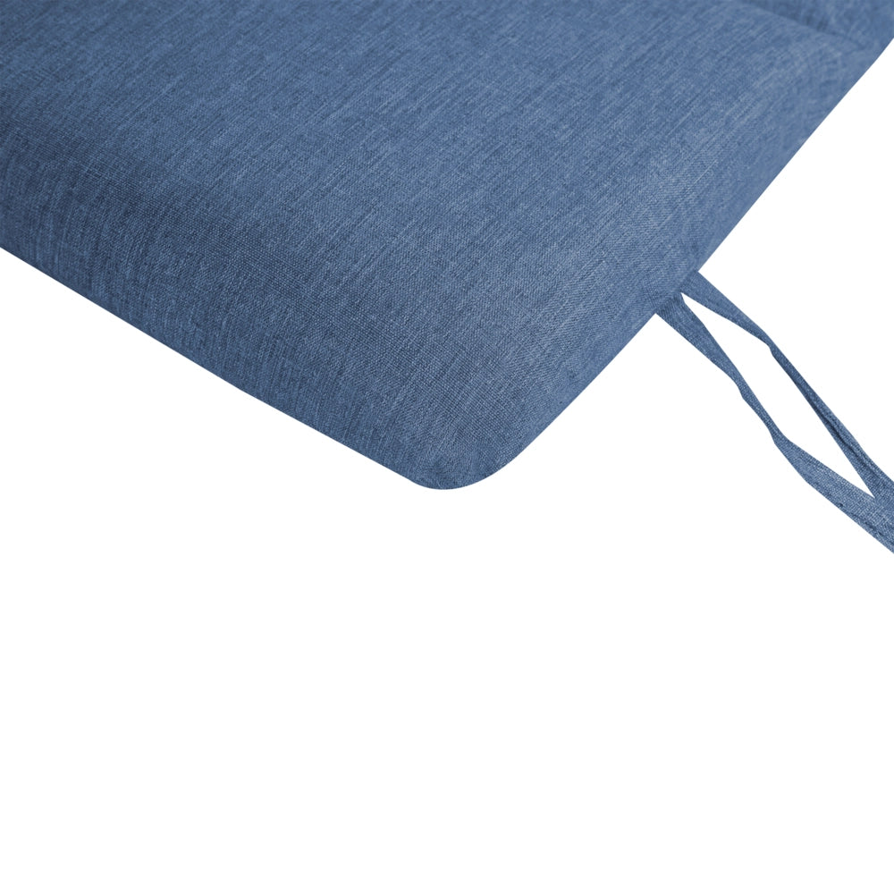 Cuscino per lettino da sole in poliestere blu, resistente ai raggi UV e idrorepellente, con lacci e poggiatesta, imbottitura spessa