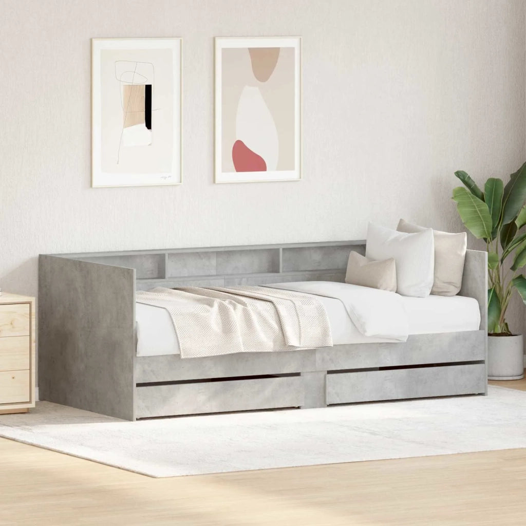 Letto Giorno con cassetto Grigio 90 x 200 cm Legno multistrato