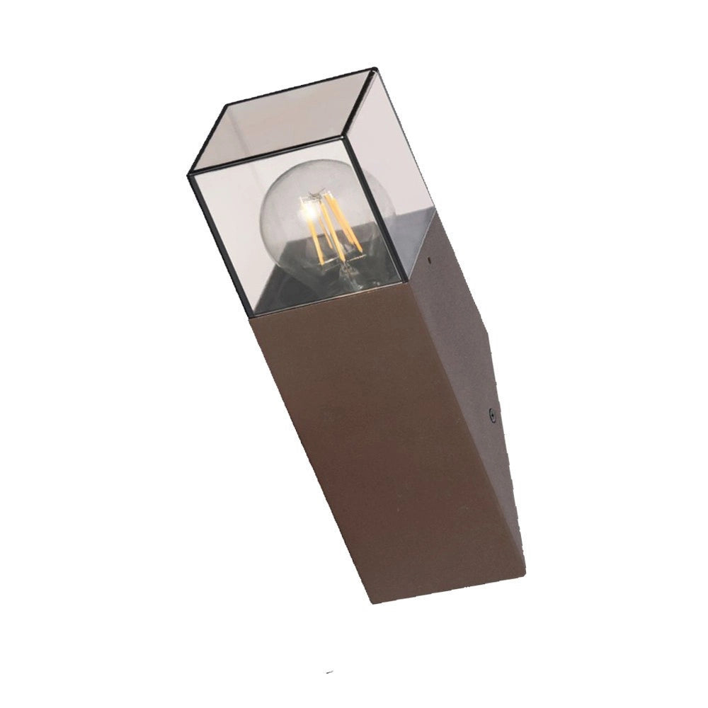 Trade Shop - Applique Muro Oblique Per Esterno E27 In Alluminio Ruggine Balcone Terrazzo Ip44 B250-c -