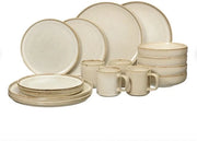 Set da Cucina per 4 Persone in Ceramica, 16 pezzi, colore Sabbia, con Tazze, Piatti per Colazione, Piatti per Pranzo e Bicchieri, Magnetron e Lavastoviglie Resistenti