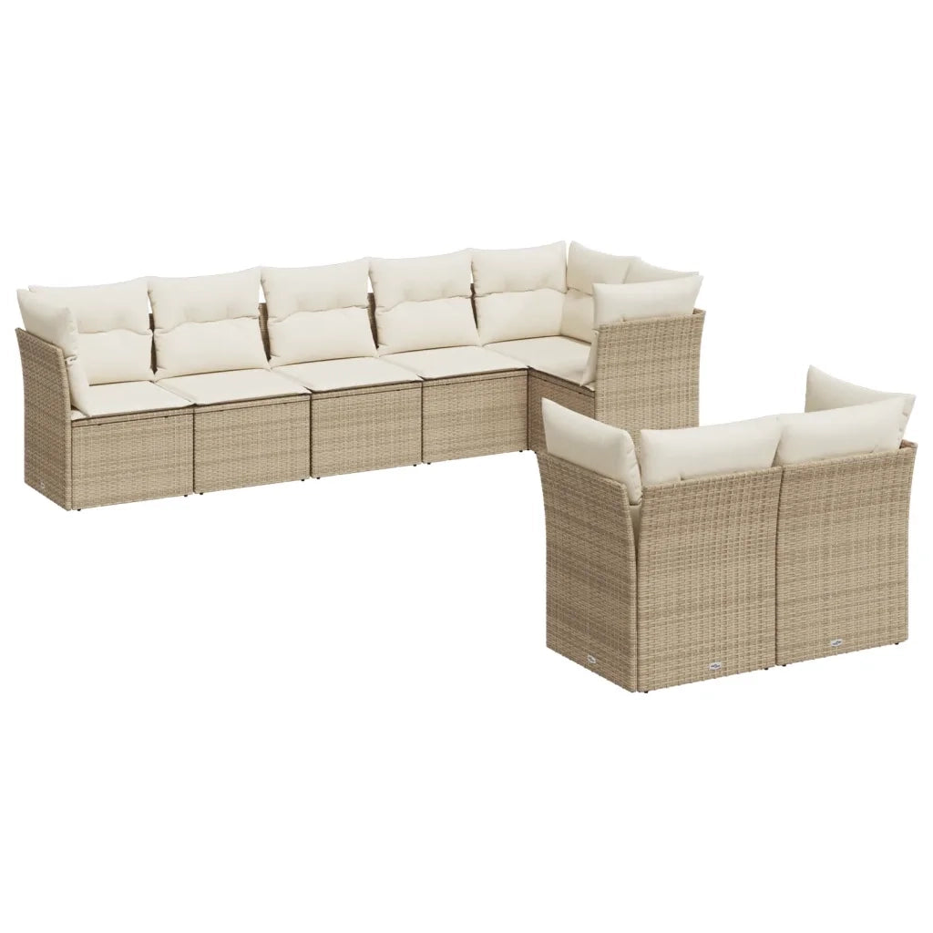 Set Divano da Giardino 8 pz con Cuscini Beige in Polyrattan 3249747