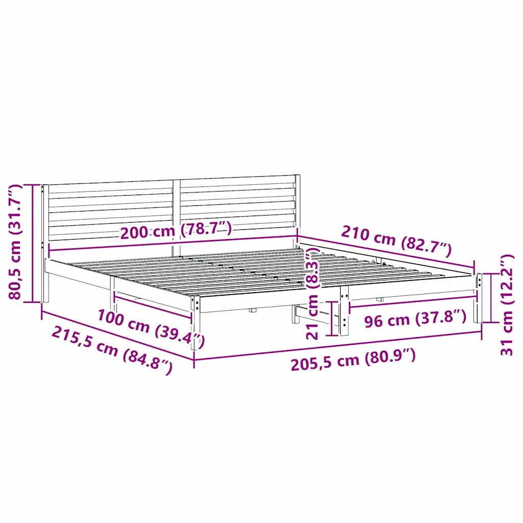 Struttura del letto Bianco 200 x 210 cm Pino massello 872321