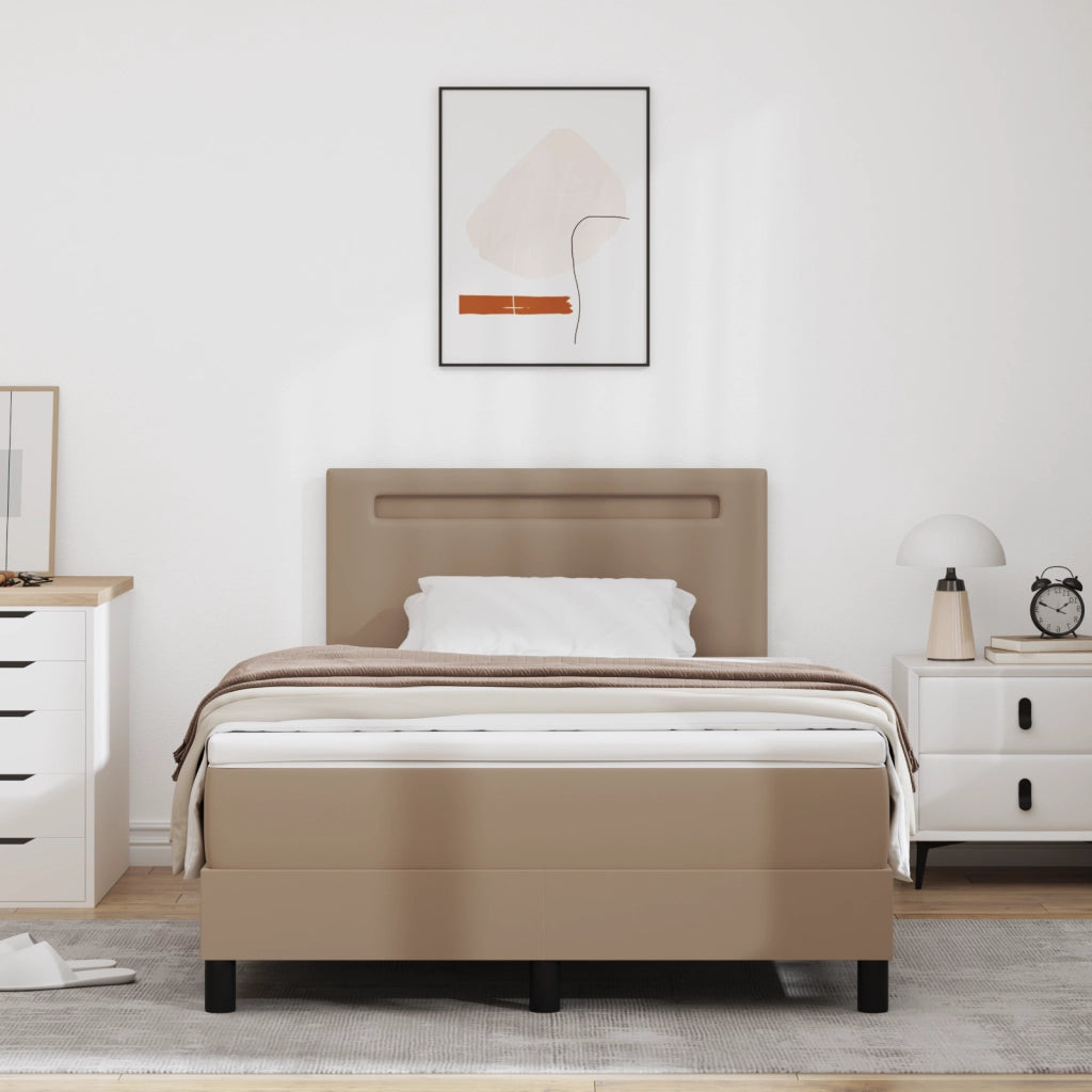 Letto a Rete con Materasso Cappuccino 120x200 cm Pelle Sintetica