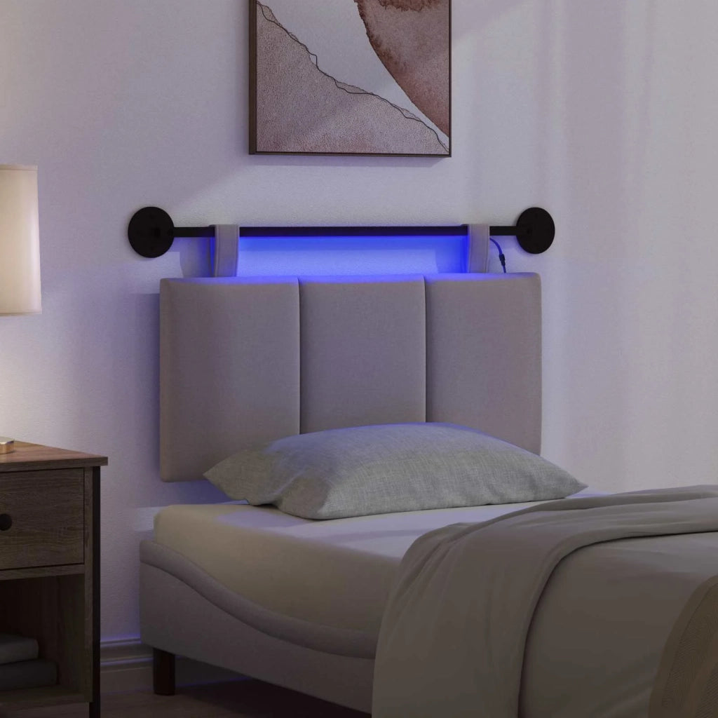 Testiera | Testata sospesa Con luce LED Tortora Tessuto