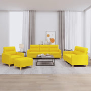 Set di Divani 4 pz con Cuscini Giallo Chiaro in Tessuto 3201549