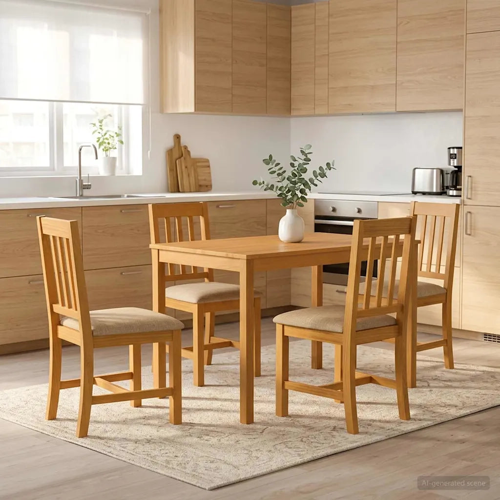 Set da pranzo 5 pz Beige Legno di Quercia Massello 3430236