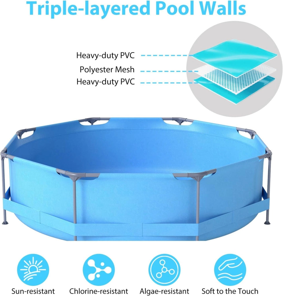 Piscina Fuori Terra, Piscina da Esterno Rotonda Ø300 X 76 CM, 4383L, Struttura in Metallo, PVC Resistente, con Pompa e Filtro, Blu