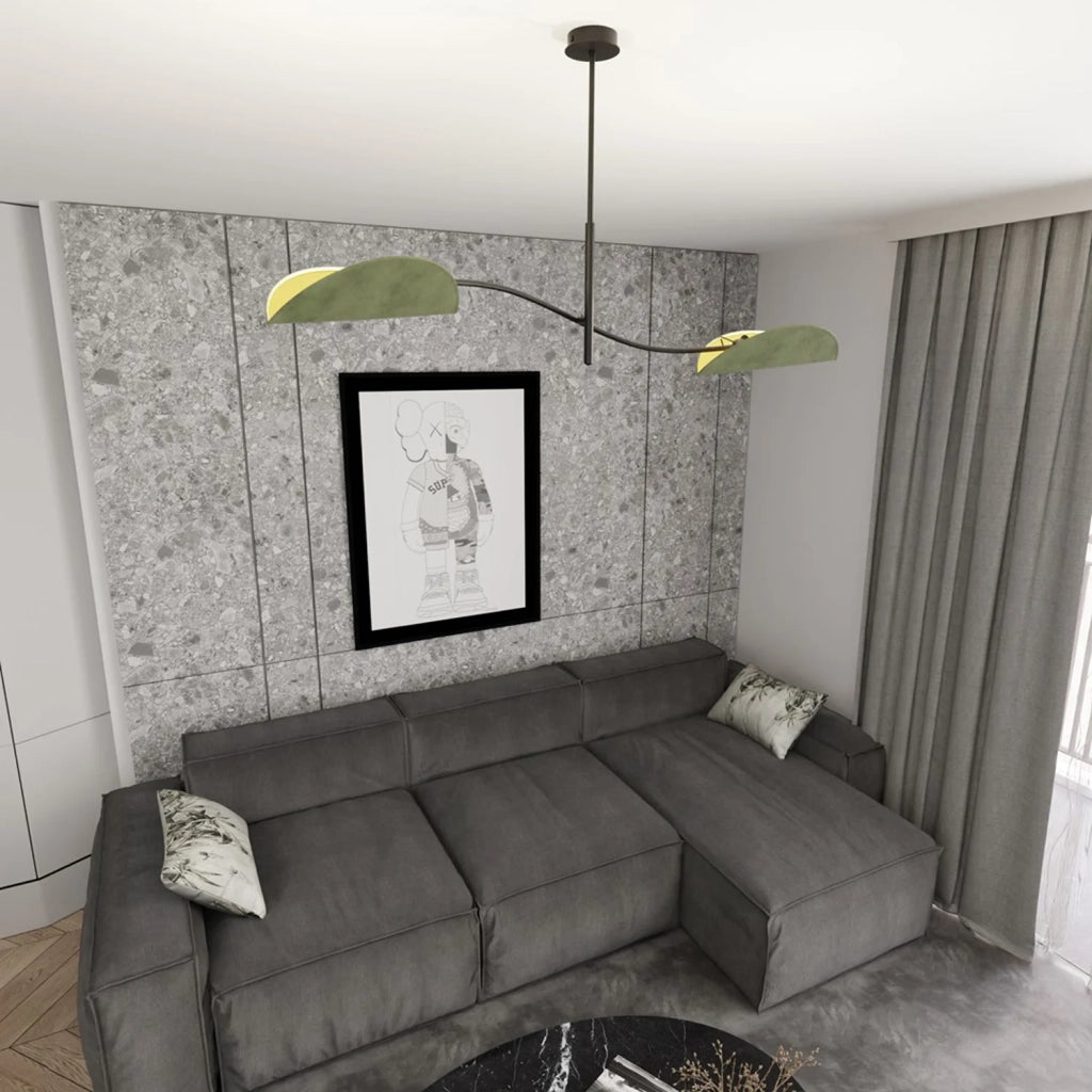 Plafoniera Moderna Ares Acciaio Nero Verde 2 Luci E14 Ip20