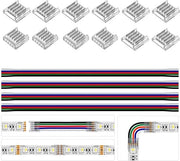 Kit di connettori LED trasparenti a 12 pezzi, lunghezza 15 cm, cavo 22AWG, prolunga cavo - connettore a bordo - per saldatura senza solchi - connettore angolo di luce