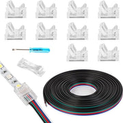 Fascia LED RGBW 10mm Connettori Senza Saldatura 10 pezzi - 16,4m Cavo di Estensione Impermeabile e Non Impermeabile Luci RGBW