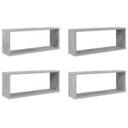 4 pz Mensole Parete | Mensola sospesa a Cubo Grigio Cemento 60x15x23cm Multistrato