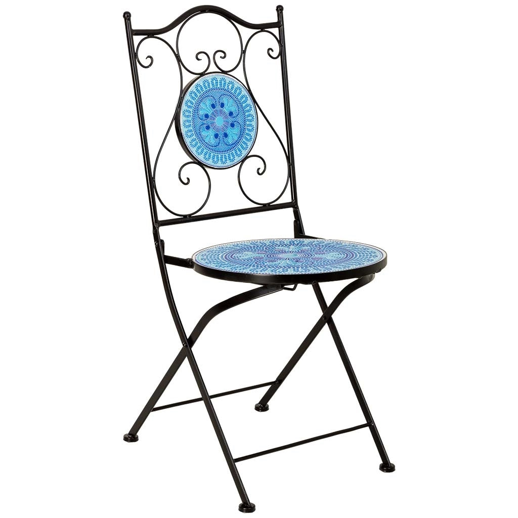 Set tavolo e 2 sedie in metallo, 60x60x75h cm, 38x46x90h cm