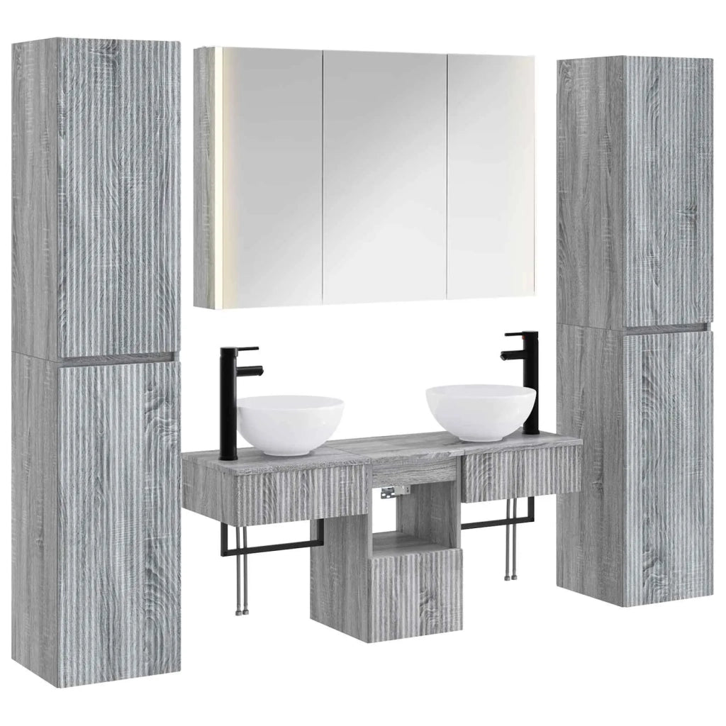 Set di mobili per il bagno 6 pcs Sonoma grigio 3407188