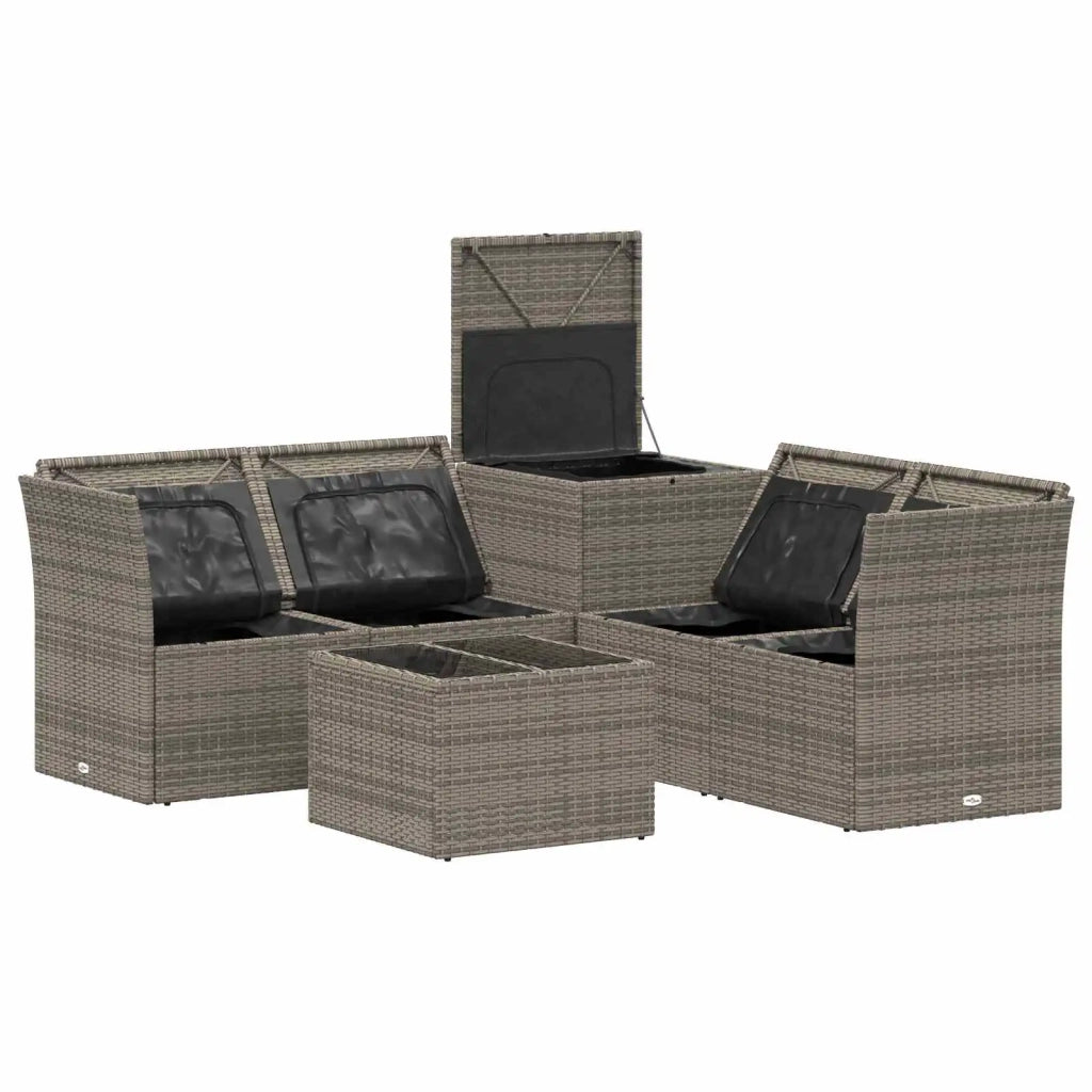 Set di divani 6 pz Grigio e Blu Navy Rattan sintetico e Acciaio 3447353