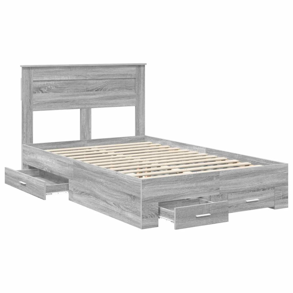 Struttura del letto con testiera Grigio Sonoma 135 x 190 cm