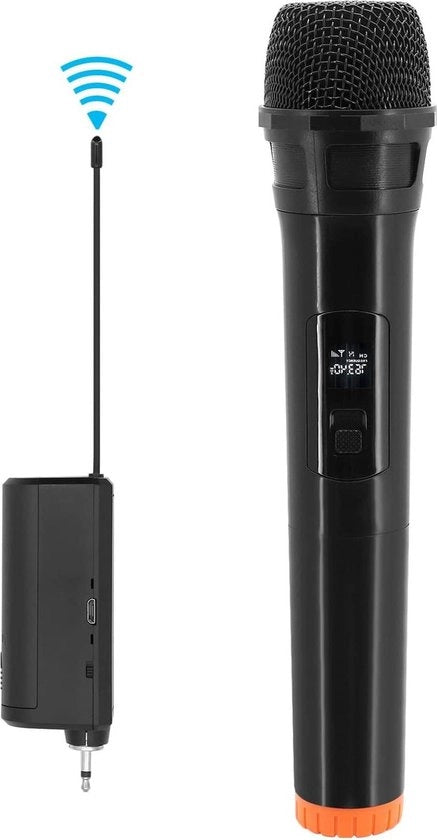 Microfono a mano a UHF dinamico con ricevitore mini - display LED - sistemi audio multipli - sistema microfono a radio