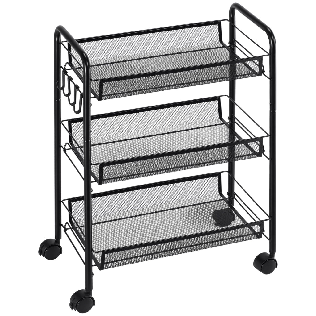 Tavolino a rotelle con cestelli ¨C zephmum ¨C 45x26.5x63 cm Nero