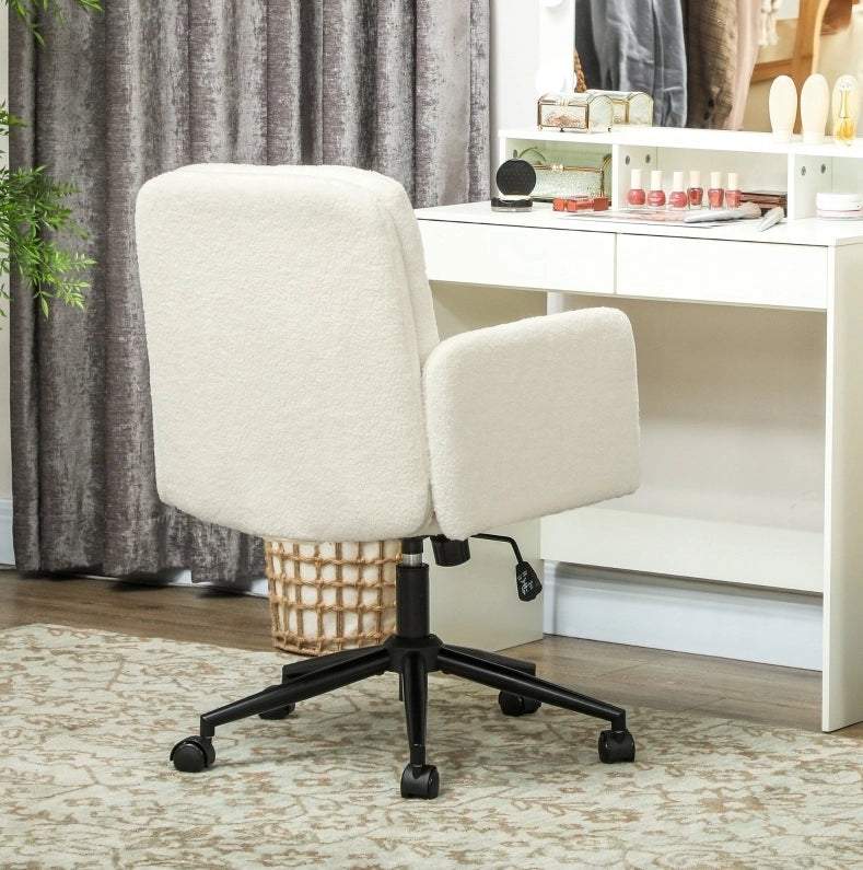 Sedia da ufficio girevole in tessuto color crema