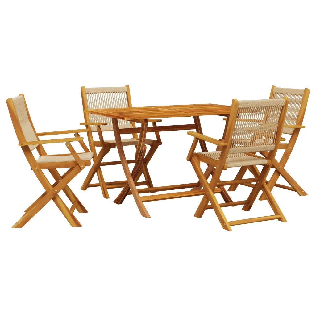 Set Pranzo da Giardino 5 pz Beige Polipropilene/ Legno Massello