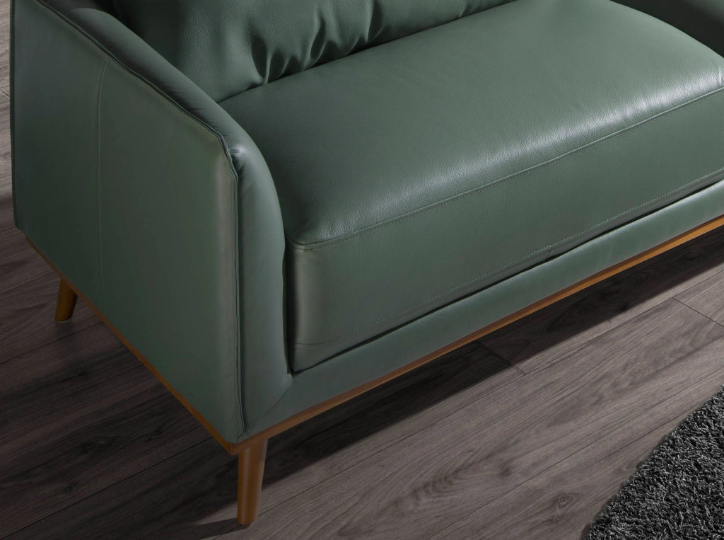 Divano chaise longue destro in pelle verde