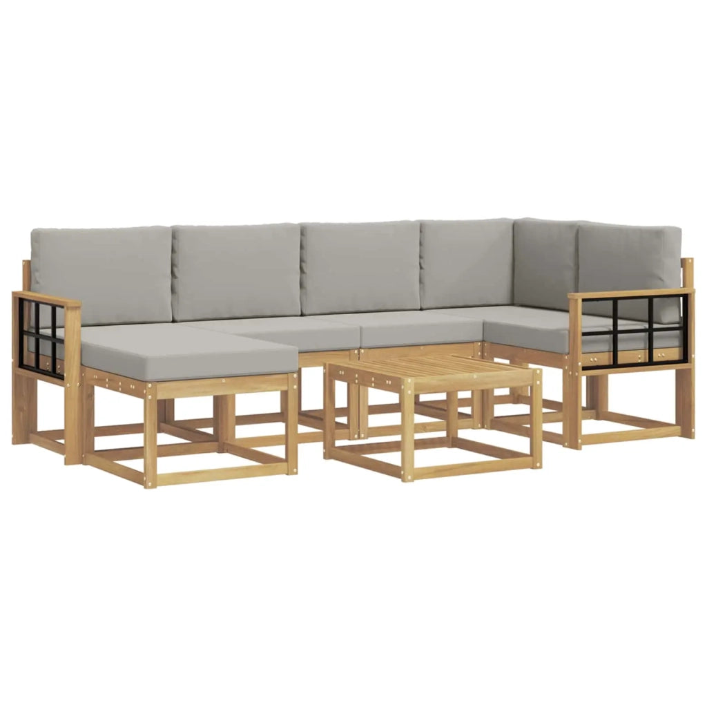 Set di divani da esterno 7 pcs Bianco e Grigio Chiaro 3387920