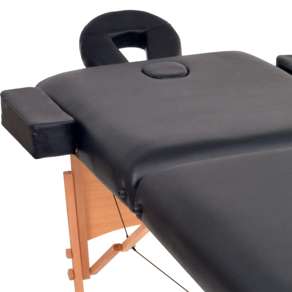 Lettino da Massaggio 2 Zone Pieghevole Spessore 10 cm Nero 110151