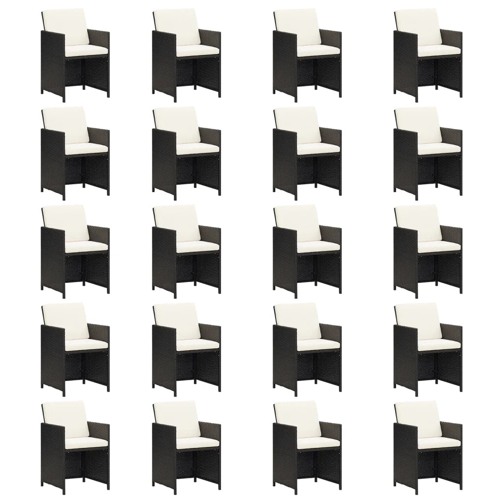 Set da Pranzo da Giardino 21 pz con Cuscini in Polyrattan Nero