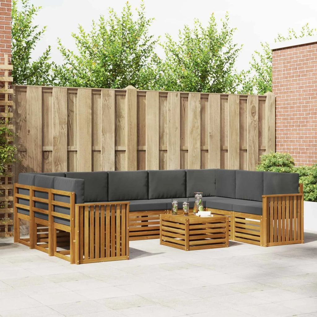 Set divani 10 pcs Naturale e Antracite Legno di Acacia Massello 3375517