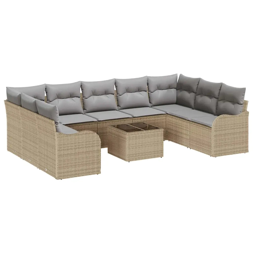 Set Divano da Giardino 10 pcs beige e grigio chiaro Poly Rattan 3354539
