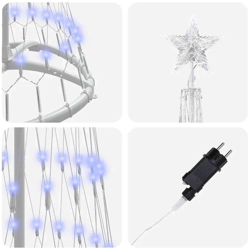 Albero di Natale LED-Luci decorative natalizie con 230 LED Blu 51 x 51 x 190 cm Metallo