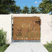 Cancello da giardino 85x100 cm in acciaio Corten con design erba 153221