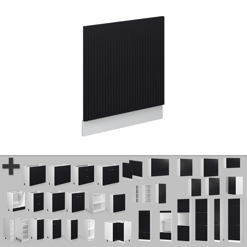 Pannello frontale Fame-Line Nero rigato/Bianco 60 cm, PL Rovere Vicco