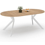 IDMarket - ALIX Tavolo da pranzo rotondo allungabile per 4-10 persone con gamba in legno e ragno bianco 110 - 200 cm